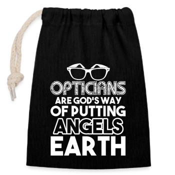 Optician Opticians Angels On Earth - Closable cotton gift bag (14x20cm) - black - Front
