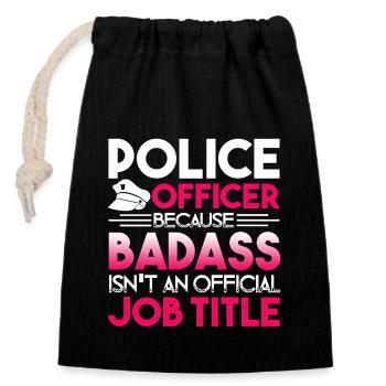 Police Officer Police Officer Job Title - Closable cotton gift bag (14x20cm) - black - Front