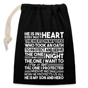 Police Officer Police Officer Son Hero - Closable cotton gift bag (14x20cm) - black - Front