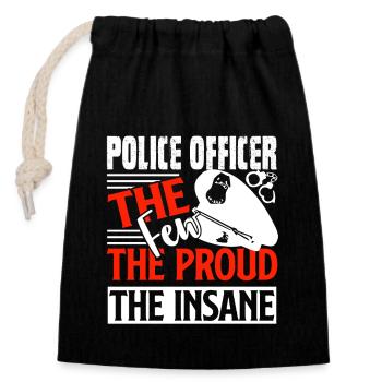 Police Officer Proud Police Officer - Closable cotton gift bag (14x20cm) - black - Front