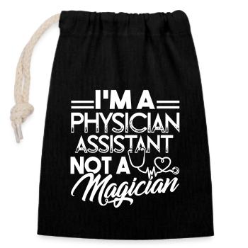 Physician Assistant Not A Magician - Closable cotton gift bag (14x20cm) - black - Front
