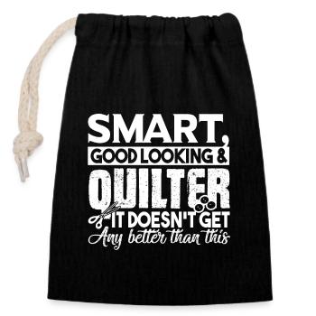 Quilting Smart Good Looking Quilter - Closable cotton gift bag (14x20cm) - black - Front