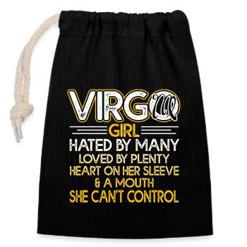 Virgo Virgo Girl Sign Of Zodiac - Closable cotton gift bag (14x20cm) - black - Front