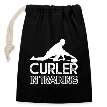 Curling Curler in Training - Closable cotton gift bag (14x20cm) - black - Front