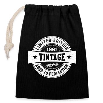 Rétro 1961 Anniversaire 1961 Cadeau 1961 Vintage - Sac cadeau en coton avec cordon (14 x 20 cm) - noir - Devant