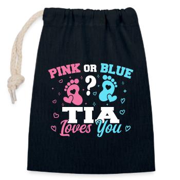 Pink Or Blue Tia Loves You - Tia Aunt - Sac cadeau en coton avec cordon (14 x 20 cm) - bleu marine - Devant