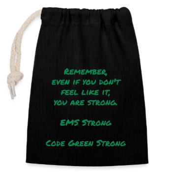 EMS Strong Code Green Strong - Closable cotton gift bag (14x20cm) - black - Front
