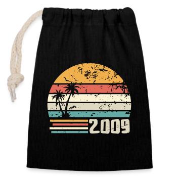 2009 Birthday Gift - Made in 2009 Retro 2009 - Closable cotton gift bag (14x20cm) - black - Front
