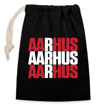 Aarhus Danemark Drapeau - Sac cadeau en coton avec cordon (14 x 20 cm) - noir - Devant