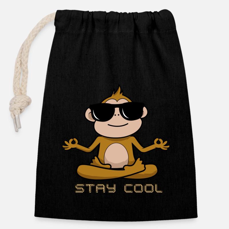 STAY COOL 2 - Verschließbarer Geschenkbeutel aus Baumwolle (14x20cm) - Schwarz