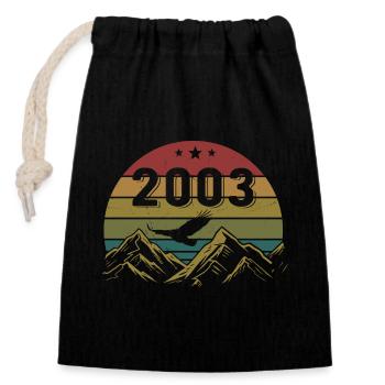 2003 Jahrgang Geburtstag 2003 Retro Geschenkidee - Verschließbarer Geschenkbeutel aus Baumwolle (14x20cm) - Schwarz - Vorne