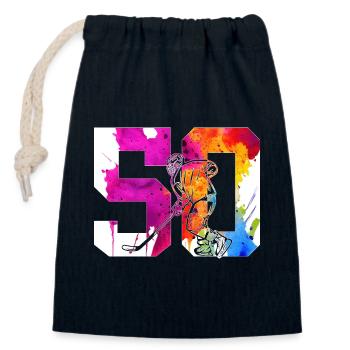 NUMÉRO 50 HOCKEY SUR GLACE 50E ANNIVERSAIRE - Sac cadeau en coton avec cordon (14 x 20 cm) - bleu marine - Devant