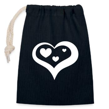 Herz - Verschließbarer Geschenkbeutel aus Baumwolle (14x20cm) - Navy - Vorne