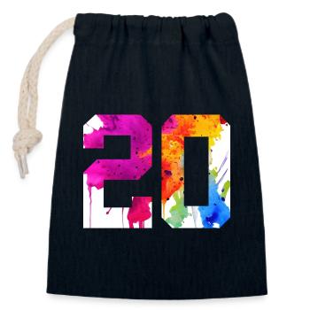 NUMÉRO 20 ANS 20ÈME ANNIVERSAIRE - Sac cadeau en coton avec cordon (14 x 20 cm) - bleu marine - Devant