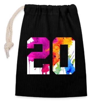 NUMÉRO 20 ANS 20ÈME ANNIVERSAIRE - Sac cadeau en coton avec cordon (14 x 20 cm) - noir - Devant