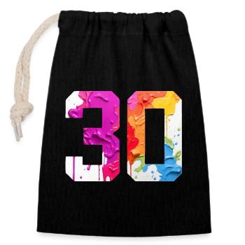 NUMÉRO COLORÉ 30 COLORÉ 30E ANNIVERSAIRE - Sac cadeau en coton avec cordon (14 x 20 cm) - noir - Devant
