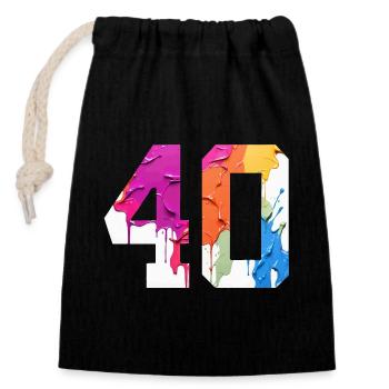 NUMÉRO COLORÉ 40 COLORÉ 40E ANNIVERSAIRE - Sac cadeau en coton avec cordon (14 x 20 cm) - noir - Devant
