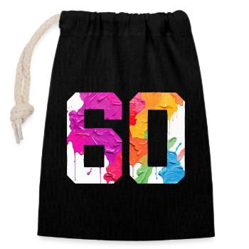 NUMÉRO COLORÉ 60 COLORÉ 60E ANNIVERSAIRE - Sac cadeau en coton avec cordon (14 x 20 cm) - noir - Devant