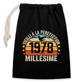 Millésime 1978 Cadeau D’anniversaire Rétro 1978 - Sac cadeau en coton avec cordon (14 x 20 cm) - noir - Devant