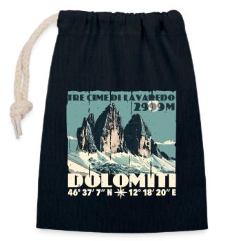Dolomites de Tre Cime Lavaredo Dolomites des Trois Pics - Sac cadeau en coton avec cordon (14 x 20 cm) - bleu marine - Devant