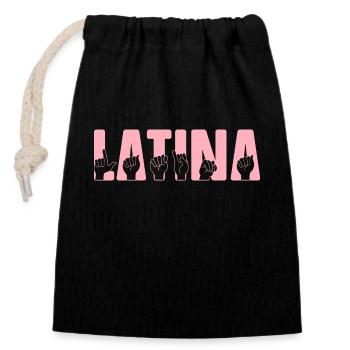 Latina Power Mexikanisch Spanisch Hispanisch - Verschließbarer Geschenkbeutel aus Baumwolle (14x20cm) - Schwarz - Vorne