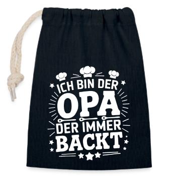 Ich bin der Opa der immer backt lustiger Opaspruch - Verschließbarer Geschenkbeutel aus Baumwolle (14x20cm) - Navy - Vorne