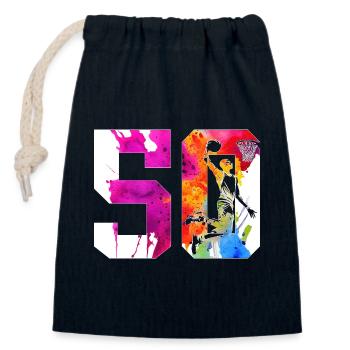 50E ANNIVERSAIRE BASKET-BALL NUMÉRO 50 - Sac cadeau en coton avec cordon (14 x 20 cm) - bleu marine - Devant