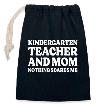 Humor teacher in kindergarten and mom - Closable cotton gift bag (14x20cm) - navy - Front
