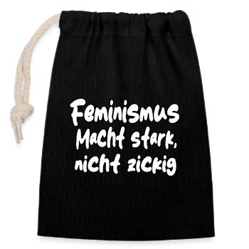 Le féminisme vous rend fort... - Sac cadeau en coton avec cordon (14 x 20 cm) - noir - Devant