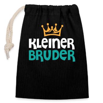 Kleiner Bruder Geschwister Geschenk Partnerlook - Verschließbarer Geschenkbeutel aus Baumwolle (14x20cm) - Schwarz - Vorne