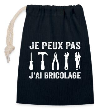 Je Peux Pas J'Ai Bricolage Cadeau Pour Bricoleurs - Sac cadeau en coton avec cordon (14 x 20 cm) - bleu marine - Devant