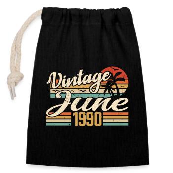 June 1990 Anniversary 1990 Retro 1990 June 1990 - Closable cotton gift bag (14x20cm) - black - Front