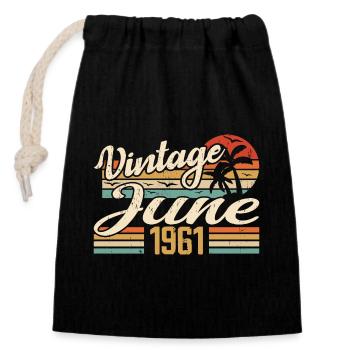 Juin 1961 anniversaire 1961 Retro 1961 Juin 1961 - Sac cadeau en coton avec cordon (14 x 20 cm) - noir - Devant