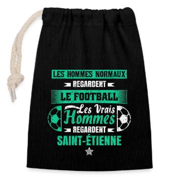 Saint-Étienne,football,socer,club,football, - Closable cotton gift bag (14x20cm) - black - Front