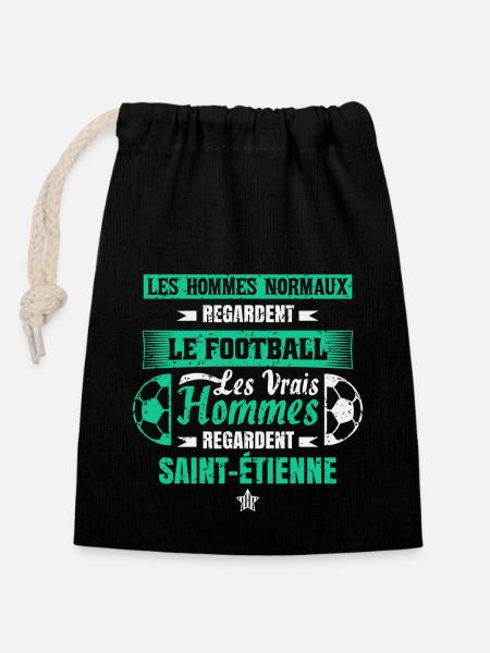Saint-Étienne,foot,socer,club,football, - Sac cadeau en coton avec cordon (14 x 20 cm) - noir