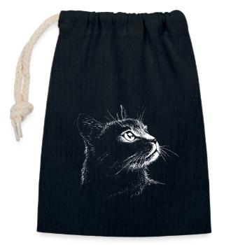 Katzenportrait (weiß) - Verschließbarer Geschenkbeutel aus Baumwolle (14x20cm) - Navy - Vorne
