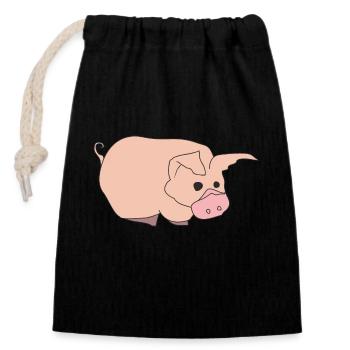 Funny Pig - Closable cotton gift bag (14x20cm) - black - Front