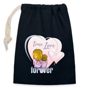 true love forever - Closable cotton gift bag (14x20cm) - navy - Front