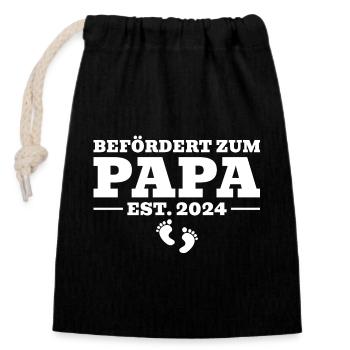 Werdender Papa 2024 Babyparty - Verschließbarer Geschenkbeutel aus Baumwolle (14x20cm) - Schwarz - Vorne