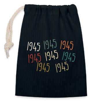 Jahrgang 1945 Geburtsjahr - legendär seit 1945 - Verschließbarer Geschenkbeutel aus Baumwolle (14x20cm) - Navy - Vorne