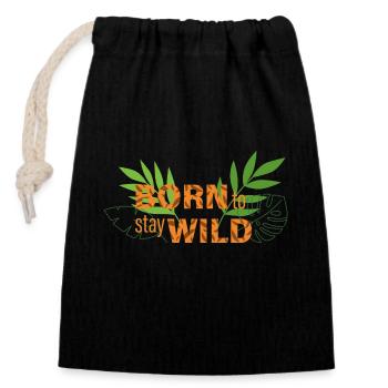 Born Wild - Closable cotton gift bag (14x20cm) - black - Front