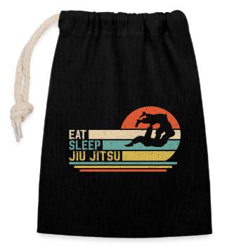 eat sleep jiu jitsu - Verschließbarer Geschenkbeutel aus Baumwolle (14x20cm) - Schwarz - Vorne