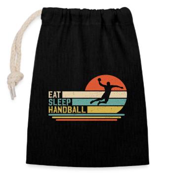 eat sleep handball t-shirt handball player - Closable cotton gift bag (14x20cm) - black - Front