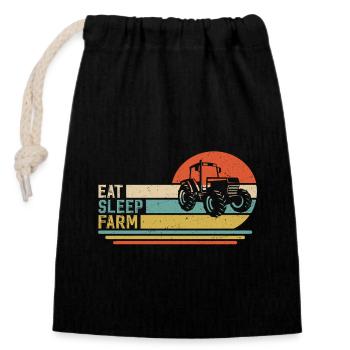 Manger Dormir Ferme - Sac cadeau en coton avec cordon (14 x 20 cm) - noir - Devant