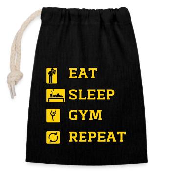 Eat Gym Repeat - Closable cotton gift bag (14x20cm) - black - Front