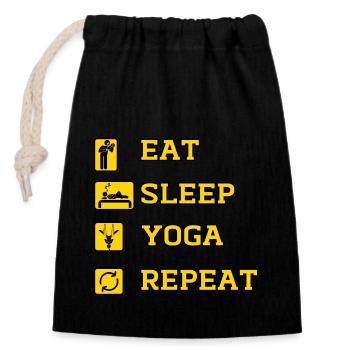 Eat Yoga Repeat - Closable cotton gift bag (14x20cm) - black - Front