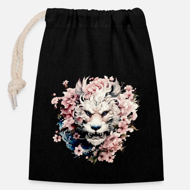 Chinesischer Drache Kirschblüten C-drama Xianxia - Verschließbarer Geschenkbeutel aus Baumwolle (14x20cm) - Schwarz