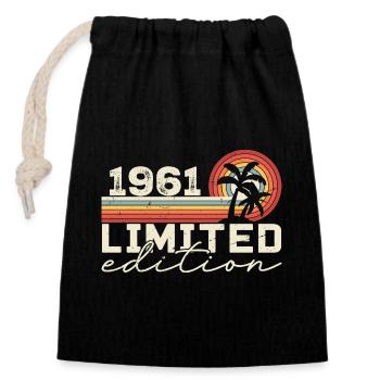 Vintage 1961 Cadeau Anniversaire 1961 Retro 1961 - Sac cadeau en coton avec cordon (14 x 20 cm) - noir - Devant