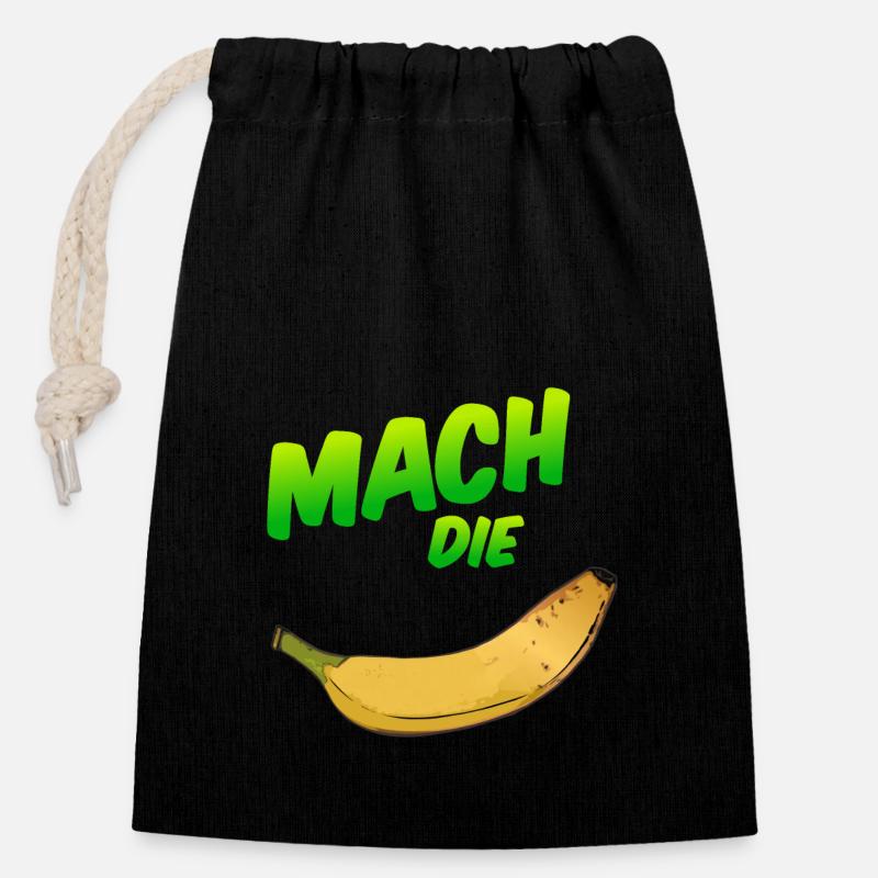 Make the banana - Closable cotton gift bag (14x20cm) - black