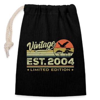 Vintage 2004 Fantastisch seit 2004 Geschenk 2004 Retro - Verschließbarer Geschenkbeutel aus Baumwolle (14x20cm) - Schwarz - Vorne